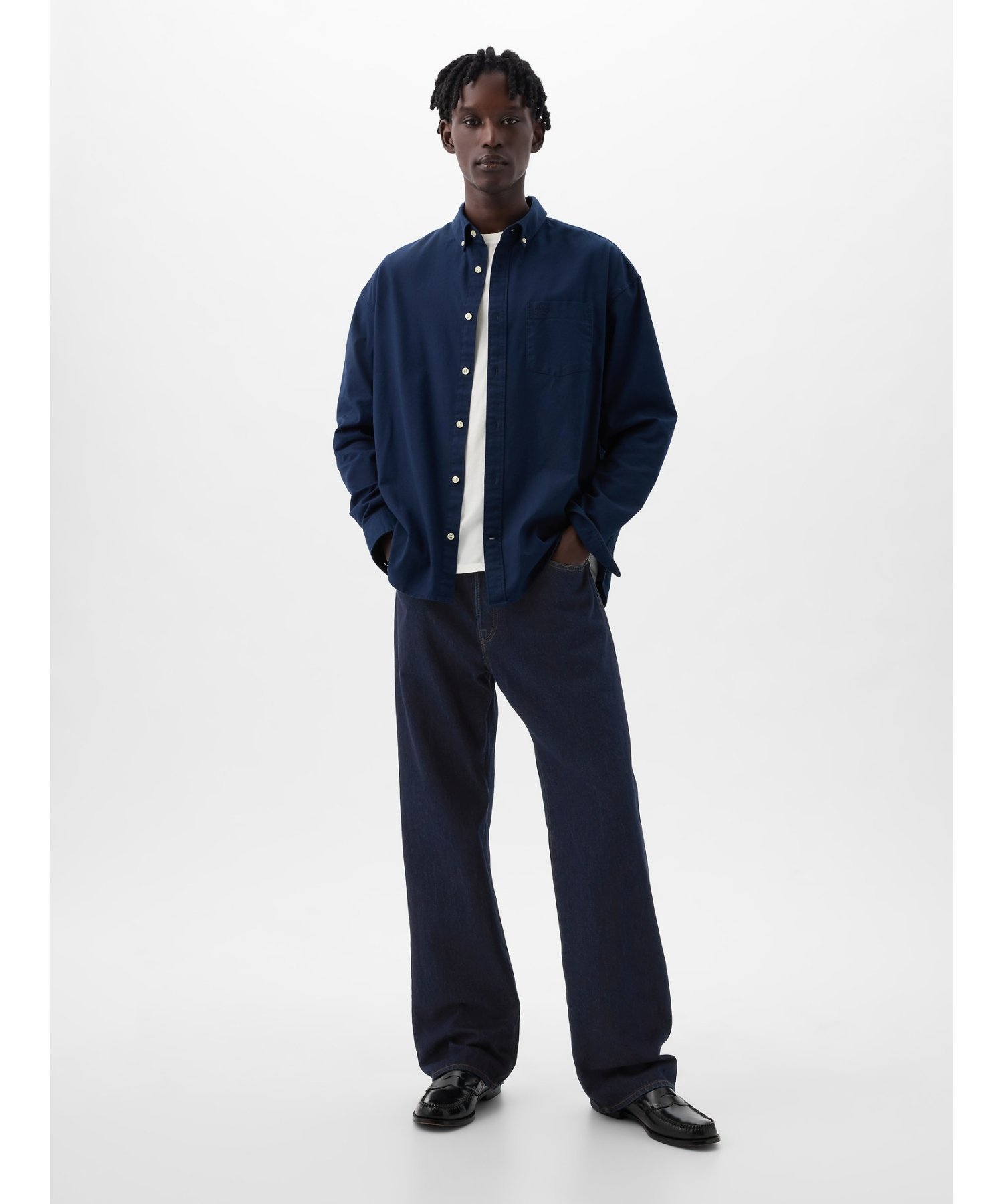 (M) Джинсы из органического хлопка свободного кроя в стиле 90-х GAP, RESIN_RINSE — фото 4