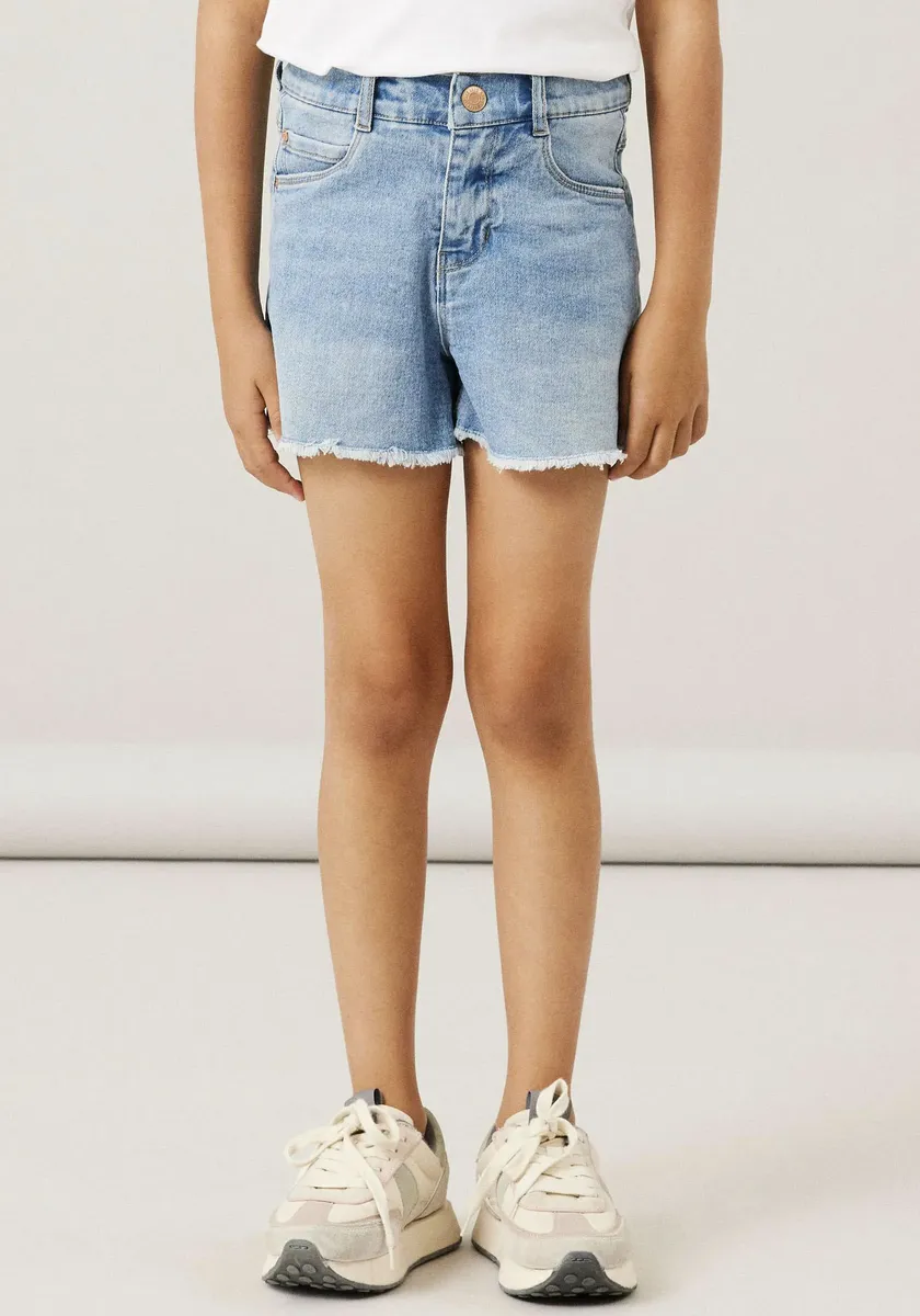 

Шорты Name It "NKFROSE HW MOM DNM SHORT", с открытым краем, синий