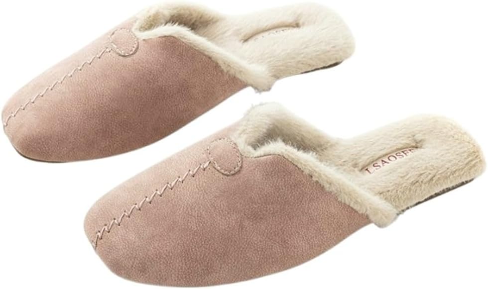 

Домашние тапочки URAWOW с флисовой подкладкой для женщин и мужчин, закрытые носки, стильные домашние туфли, сандалии для дома и улицы, розовый