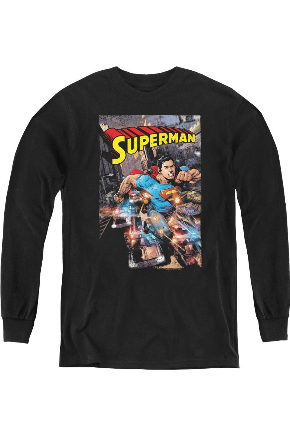 

Футболка с длинным рукавом Superman Action One для детей Gildan, черный