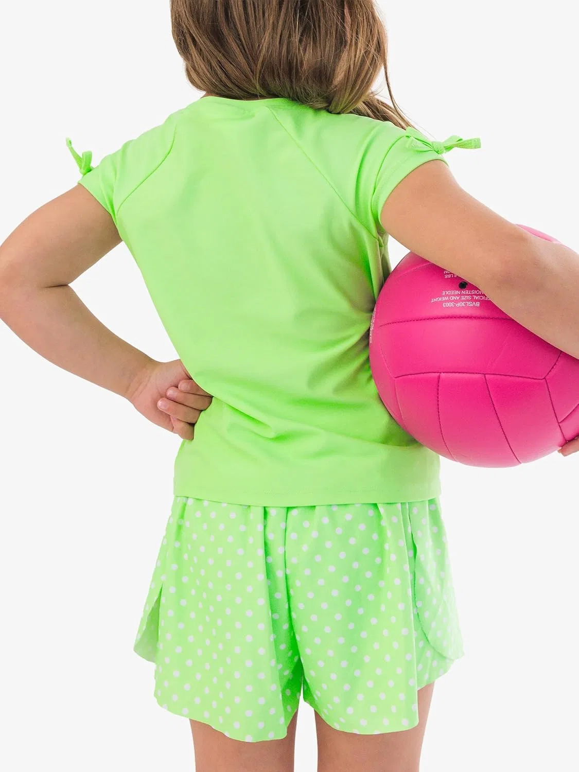 Шорты для девочек Butterfly Flowy, RuffleButts, Neon Honeydew Polka Dot — фото 4