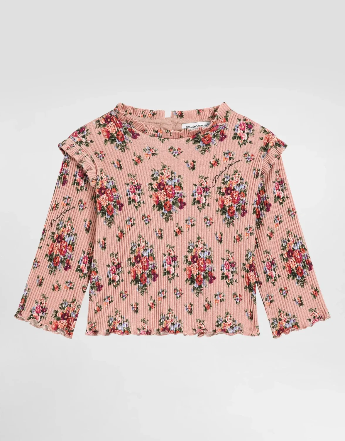 Хлопковая футболка с цветочным принтом Dolce & Gabbana, розовый