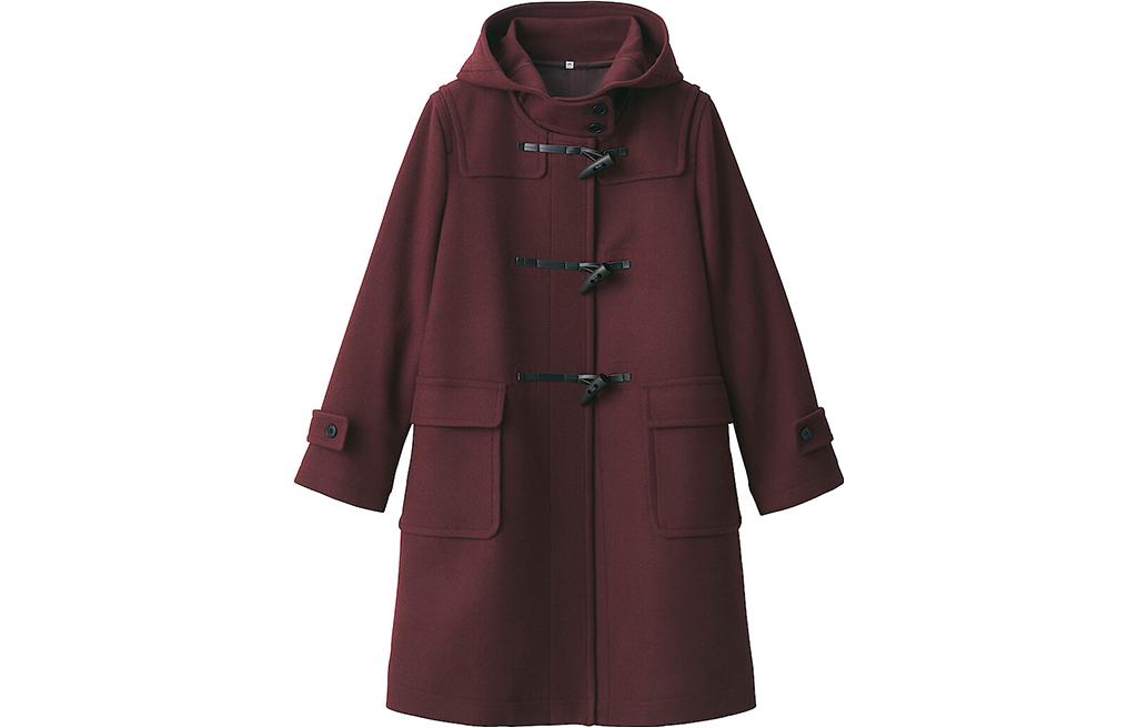 

Куртка женская с капюшоном утепленная прямого кроя MUJI, темно-фиолетовый красный