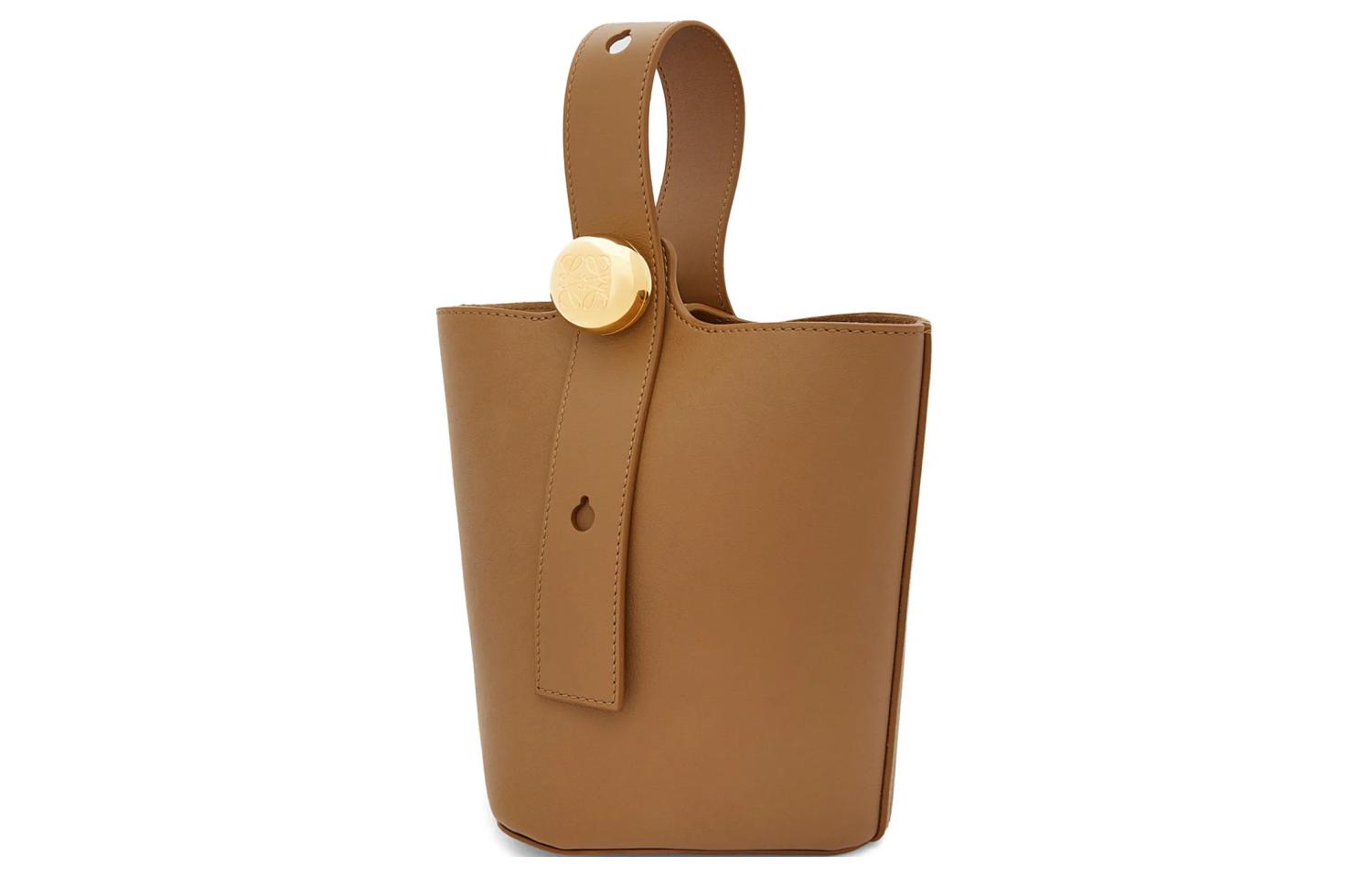 LOEWE Мягкая кожаная ведерко, сумка через плечо, кроссбоди, мини-клатч для женщин, коричневый — фото 2