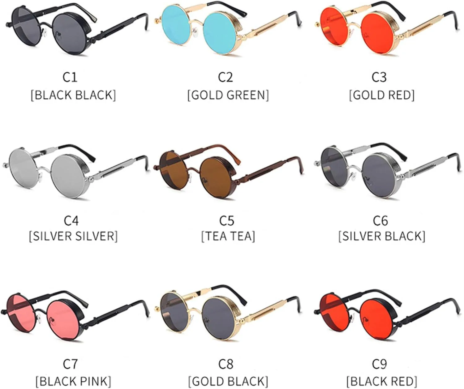 

Солнцезащитные очки с защитой от УФ-излучения UV400 | Стиль стимпанк | Для женщин и мужчин | Для занятий спортом на открытом воздухе и вождения DSVIGF, Black-red