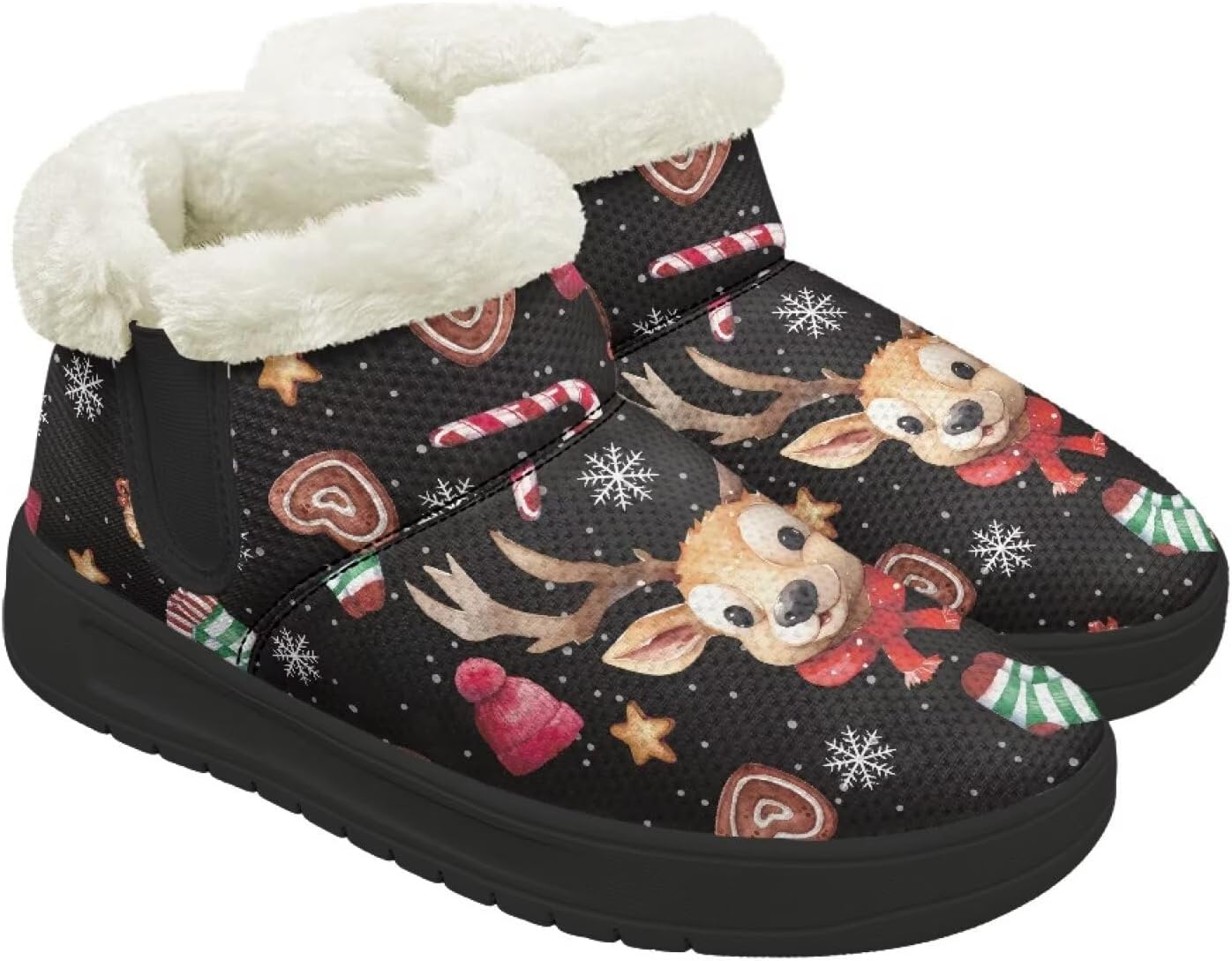 

Зимние ботинки для женщин и мужчин, минималистичные, теплые с мехом, с широким носком, на щиколотку, с легким надеванием, для прогулок и бега Chririnla, Christmas Elk