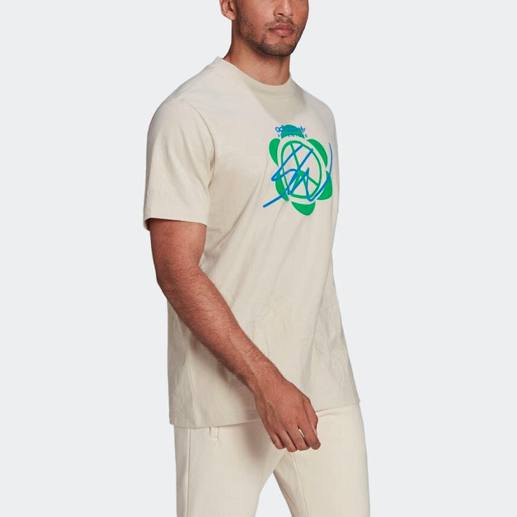 Футболка adidas originals Casual Round Neck Printing Short Sleeve Beige HI3298 — фото 4