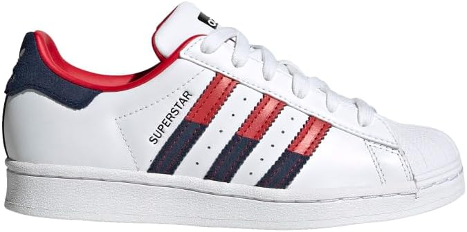 Кроссовки adidas Superstar для детей и взрослых, White/Better Scarlet/Night Indigo