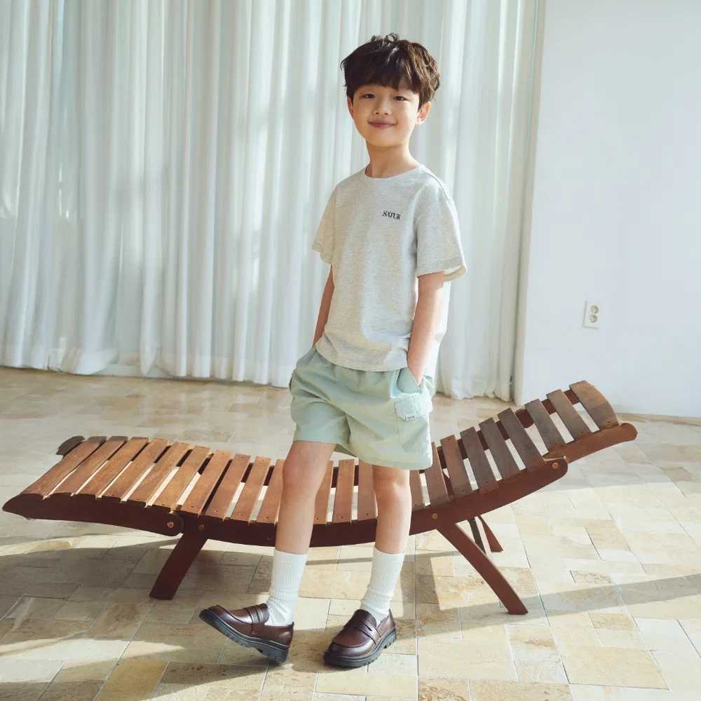 Детские нейлоновые шорты карго зелёные от Satur Kids — фото 2