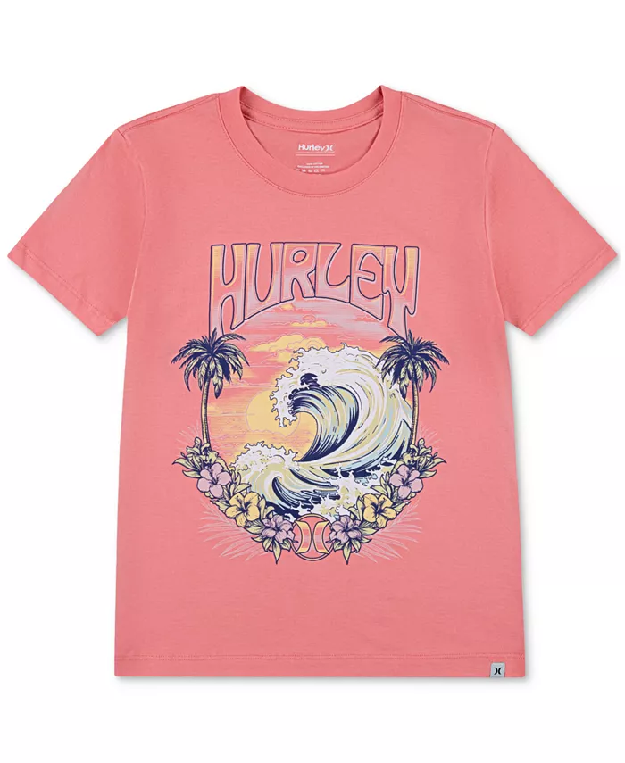 

Футболка хлопковая с принтом Sunset Tide для девочек постарше Hurley, оранжевый