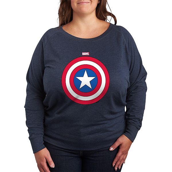 

Футболка с длинным рукавом Captain America Shield French Terry Plus Size Marvel, Heather Indigo