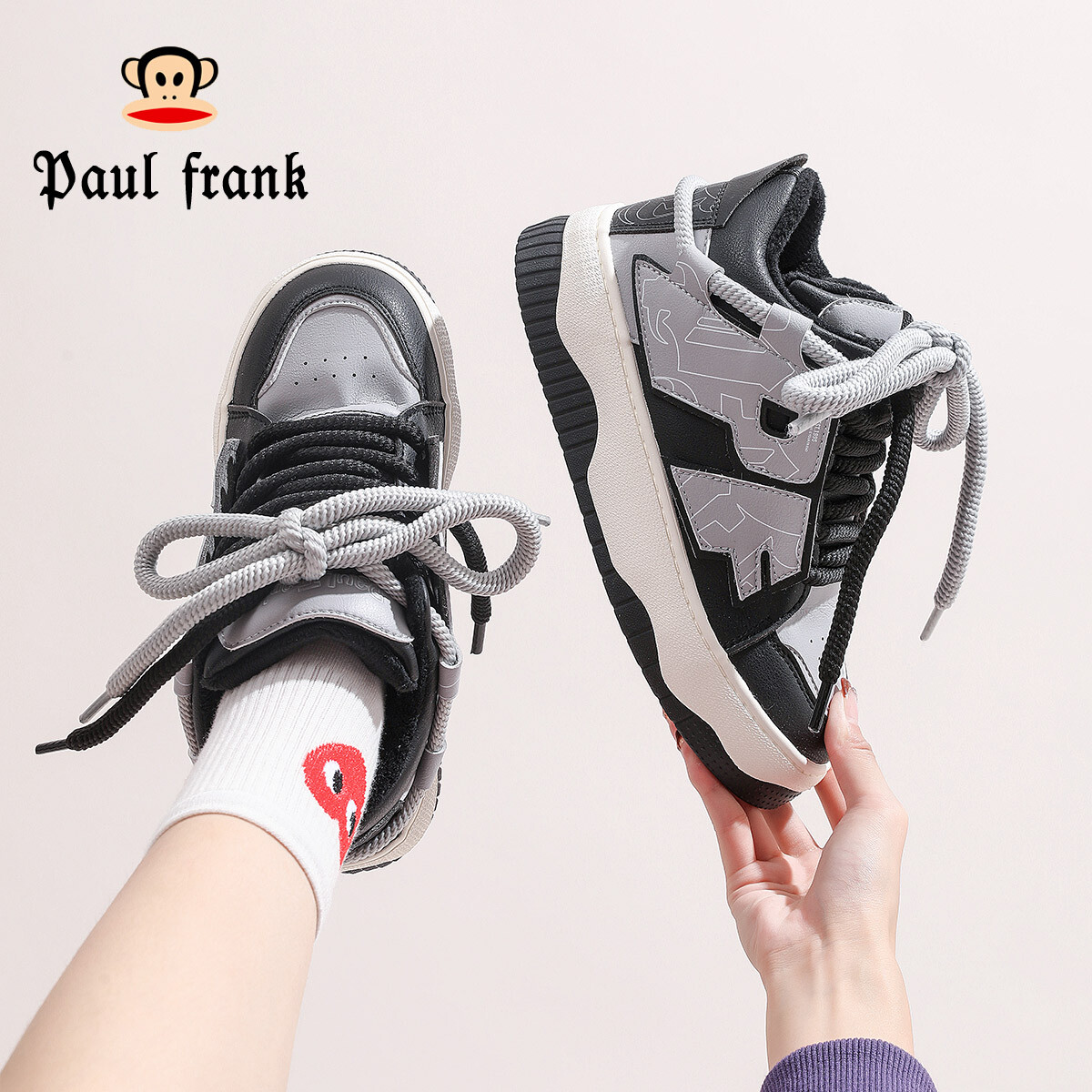 Кеды, скейтборд обувь женская низкая Paul Frank, цвет Black Gray — фото 4