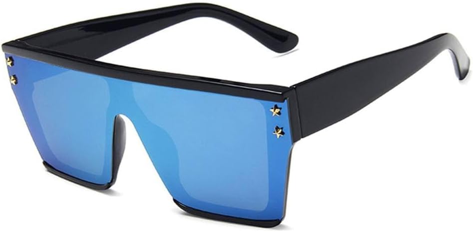 

Солнцезащитные очки в крупной оправе для мужчин и женщин, прямоугольные, с плоской верхней частью, винтажные, классические, с защитой от УФ-излучения UV400 KTUCN, Black Bluemirror