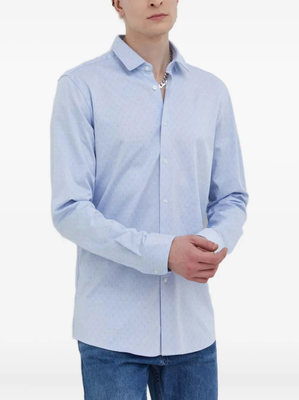 

Рубашка с узором на пуговицах Hugo, синий