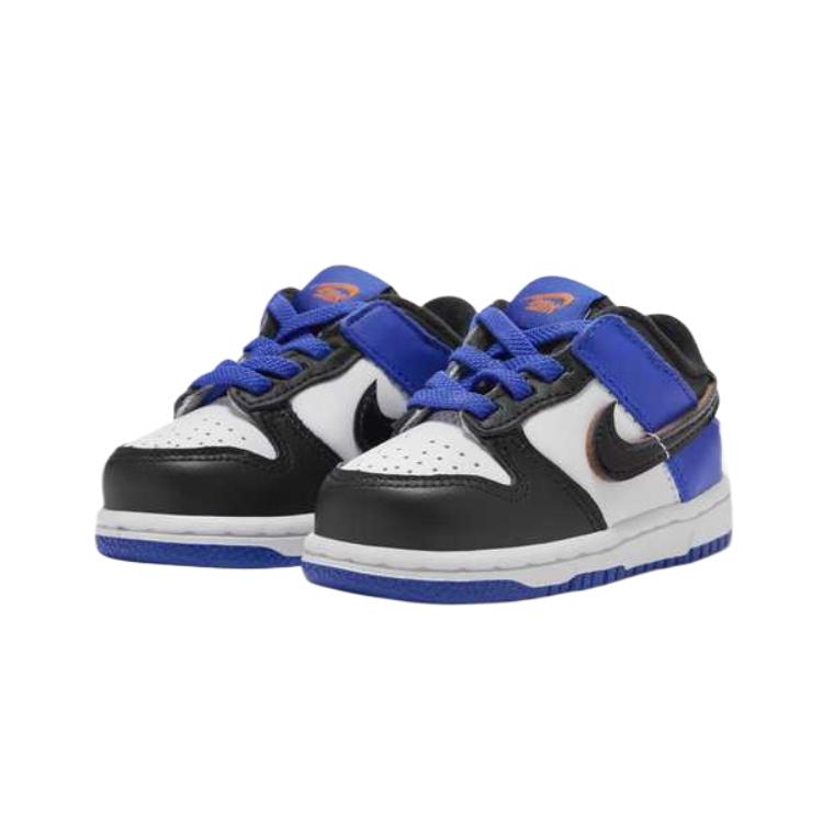 Nike Непромокаемые и дышащие низкие детские ботинки dunk slip resistant white/black/racing blue/earth crimson для малышей — фото 2