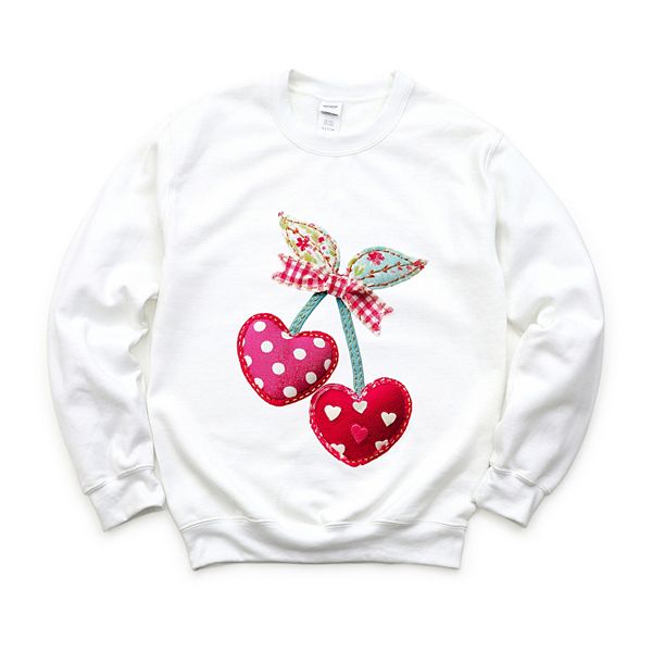 

Свитшот женский с принтом в стиле пэчворк Cherry hearts Simply Sage Market, White