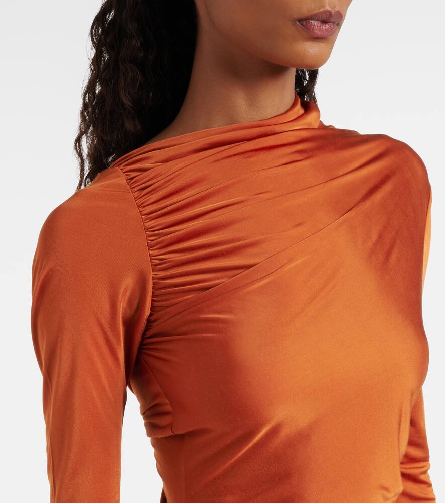 Платье миди из сатинового джерси с присборенной юбкой Rick Owens, Orange — фото 4