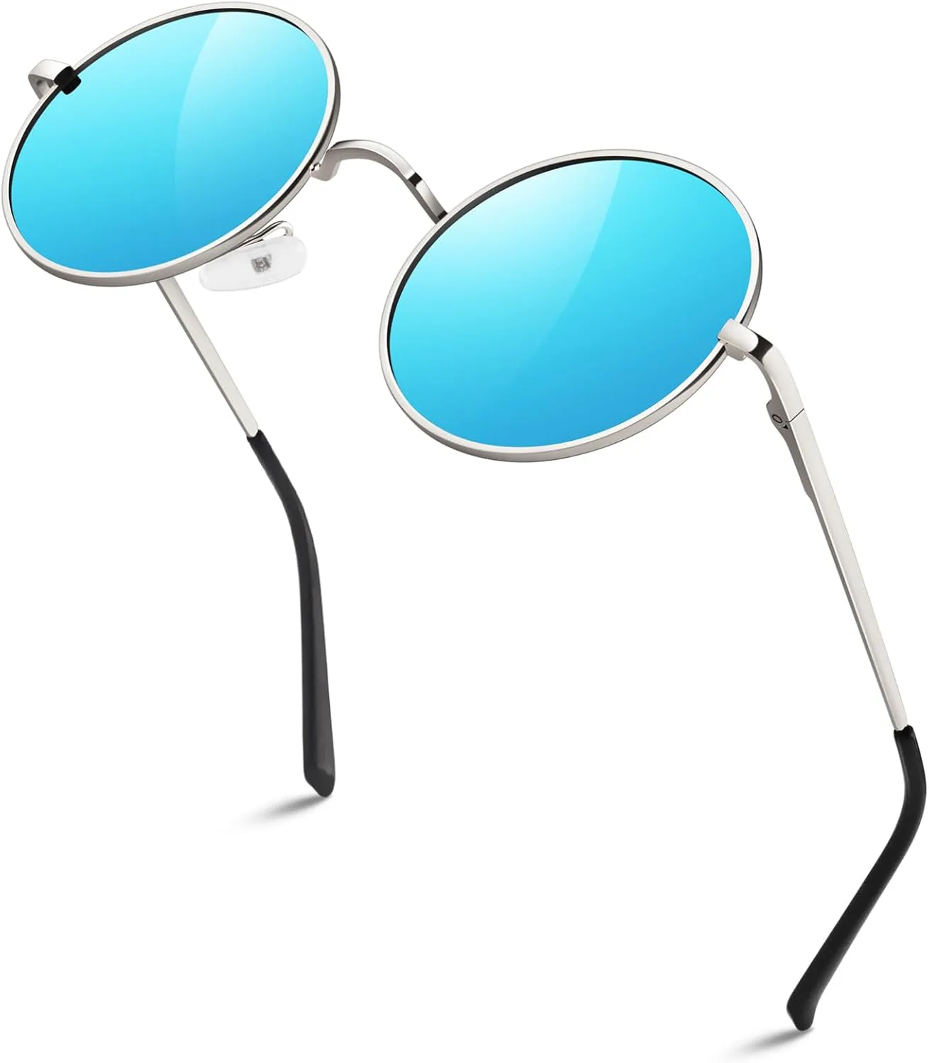 

Солнцезащитные очки Sunier круглой формы для мужчин и женщин, поляризованные, в стиле ретро, ​​с защитой от УФ-излучения UV400, 45mm Silver Frame Mirrored Blue Lens