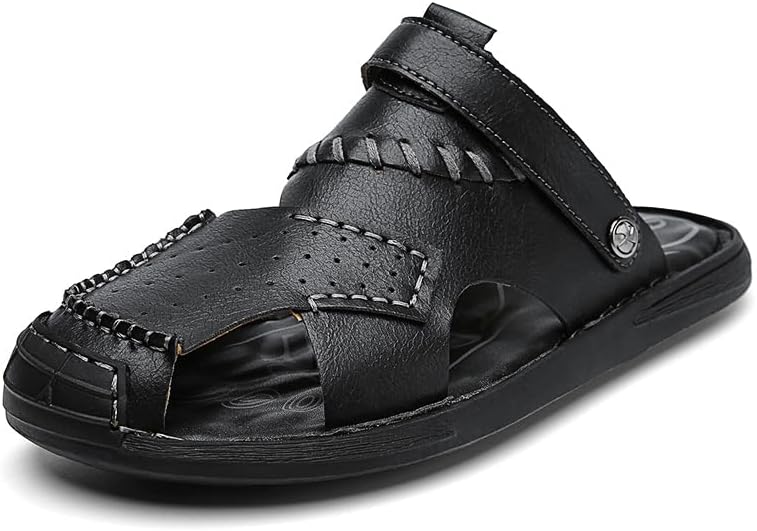 

Мужские летние повседневные сандалии AQIXIDX, летние спортивные кожаные пляжные туфли, удобные легкие с закрытым носком для ходьбы, черный
