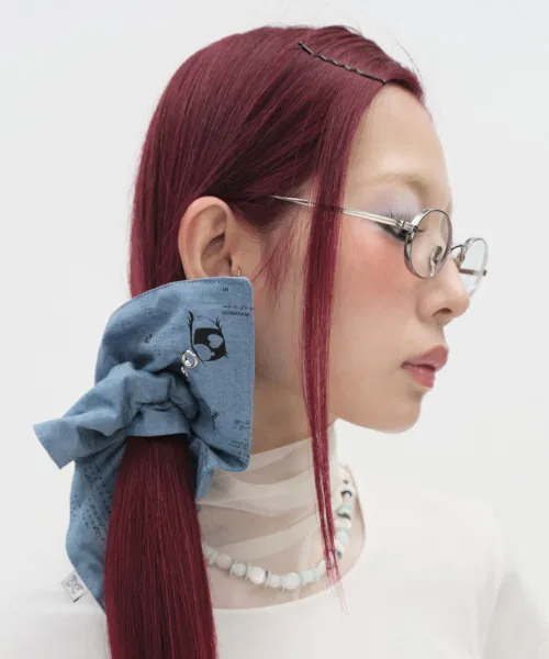 Резинка для волос Squared Scrunchie TYPESERVICE, хлопок, синий
