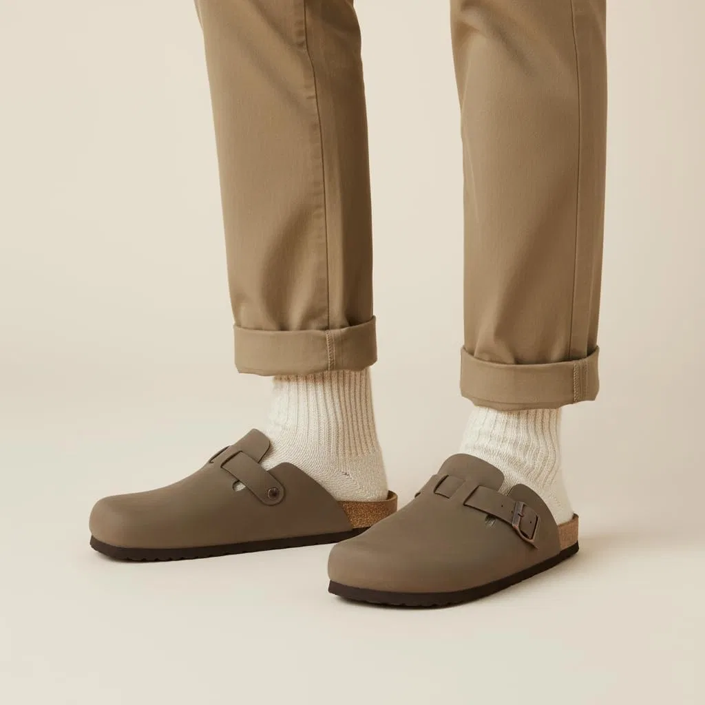 Мужские сабо CUSHIONAIRE Haze с пробковой стелькой и комфортом, Brown Nubuck Leather — фото 4
