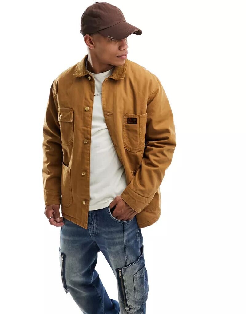 

Джинсовая рабочая куртка с 4 карманами Superdry Surplus цвета Co Tobacco Brown