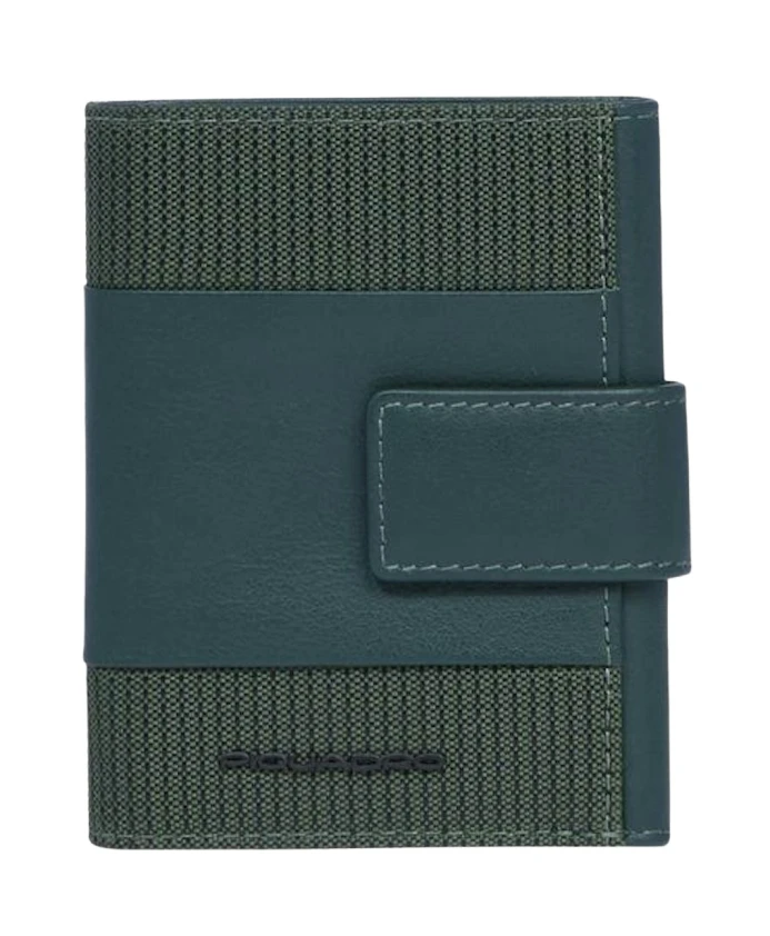 

Мужской карманный кошелек с задним карманом на молнии для монет, отделениями для кредитных карт, защитой от RFID-сканирования. Piquadro, зеленый