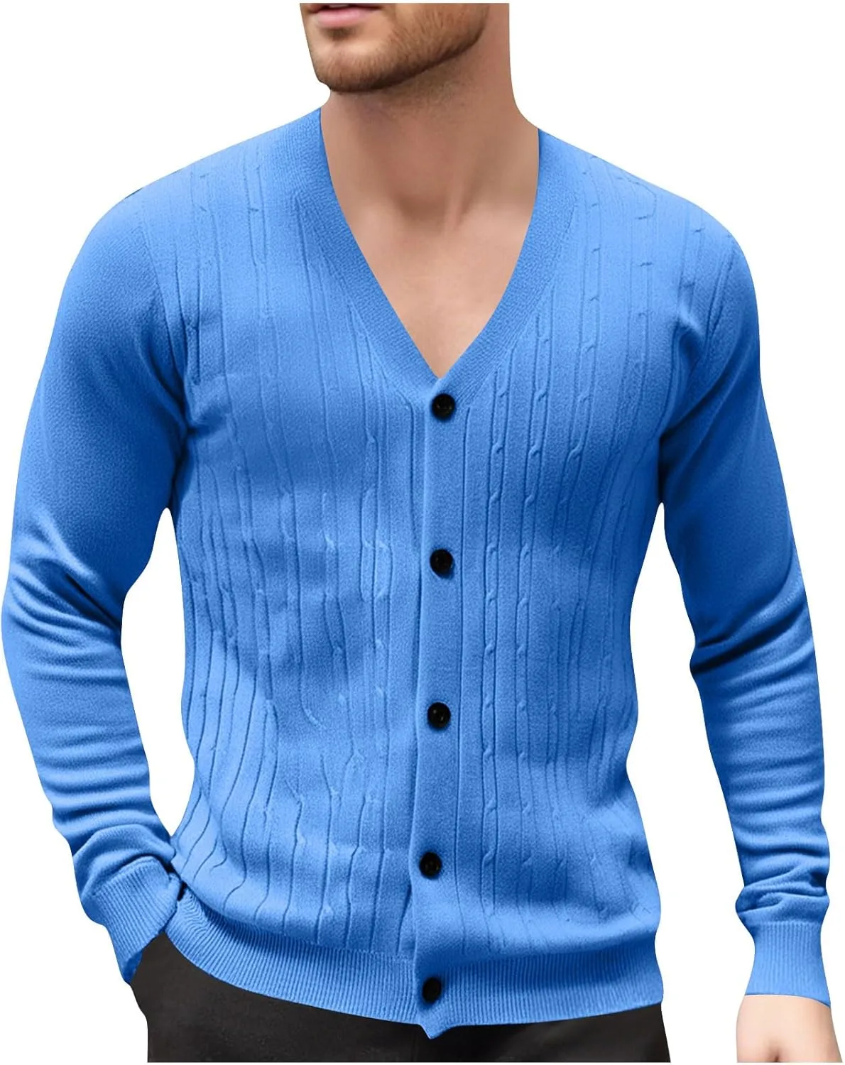 

Мужской кардиган с вязаным воротником, мягкий и теплый