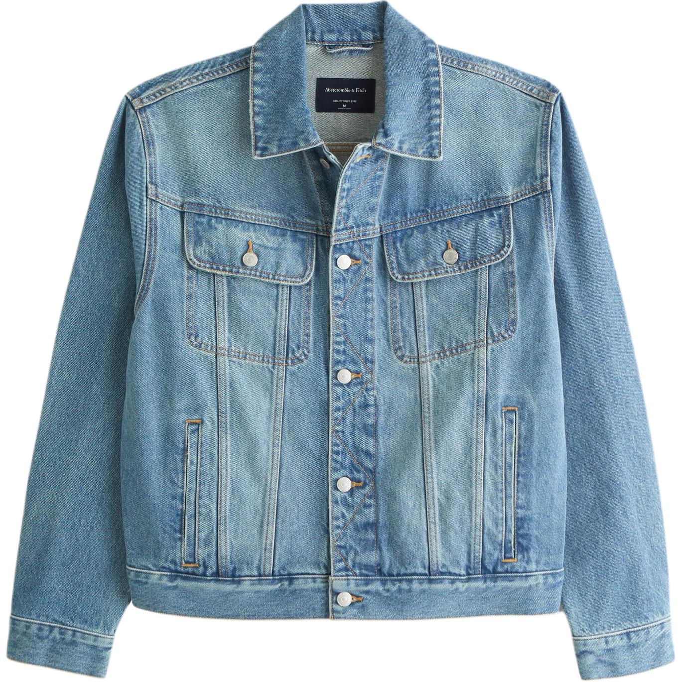

Abercrombie＆Fitch Джинсовая куртка мужская средняя синяя, Medium Blue