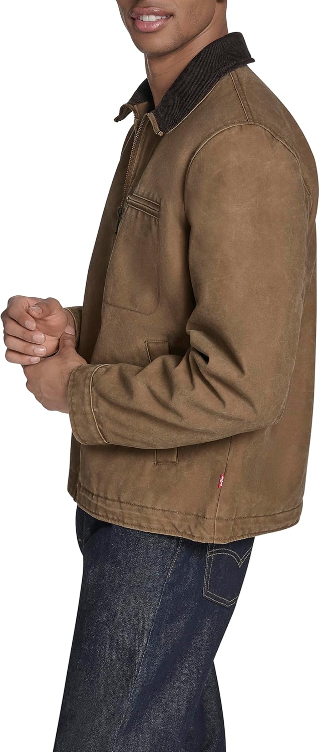 Мужская хлопковая куртка Levi's Depot с вельветовым воротником, Worker Brown Wax Look — фото 2
