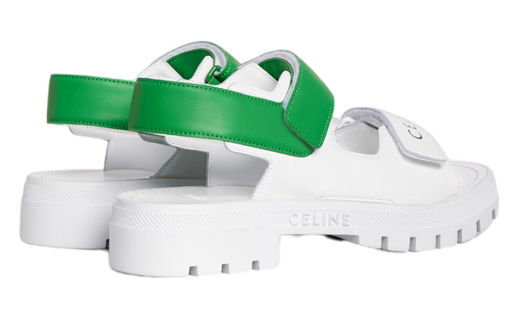 Сандалии женские Celine Leo Slide, белый / зеленый — фото 3