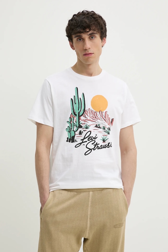 

Хлопковая футболка с принтом GRAPHIC CREWNECK TEE Levi'S, белый