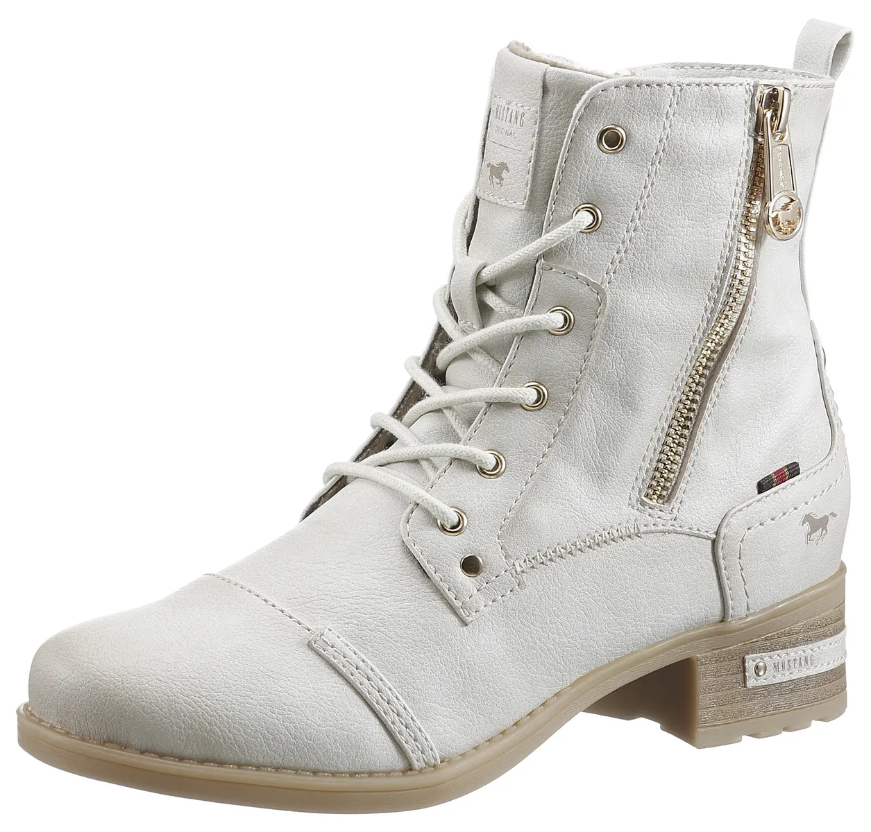 

Классические ботильоны на шнуровке Mustang Shoes, кремовый