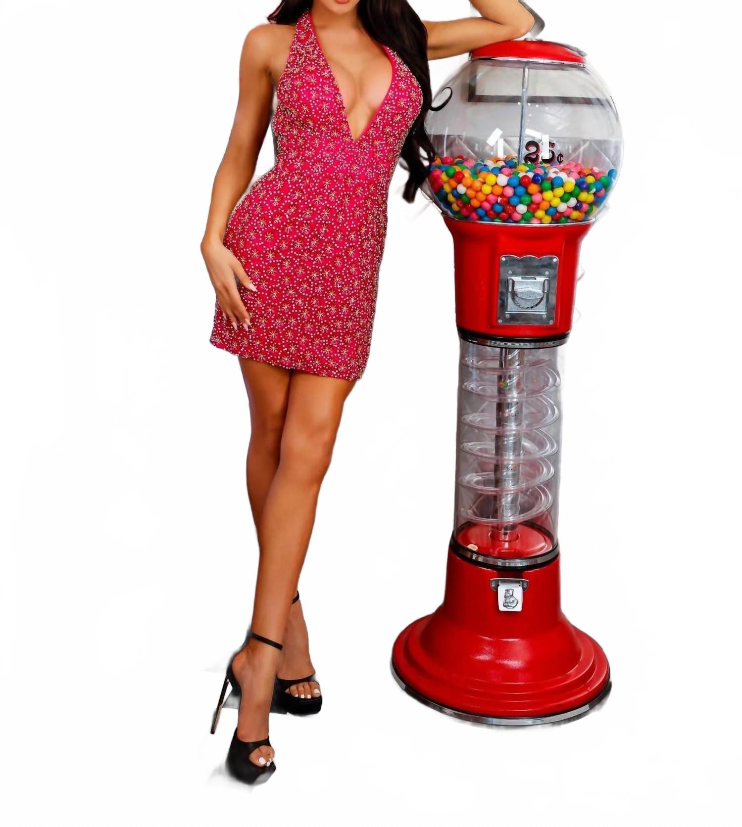 

Фуксия платье для коктейля с цветочным принтом на бретелях Aleta