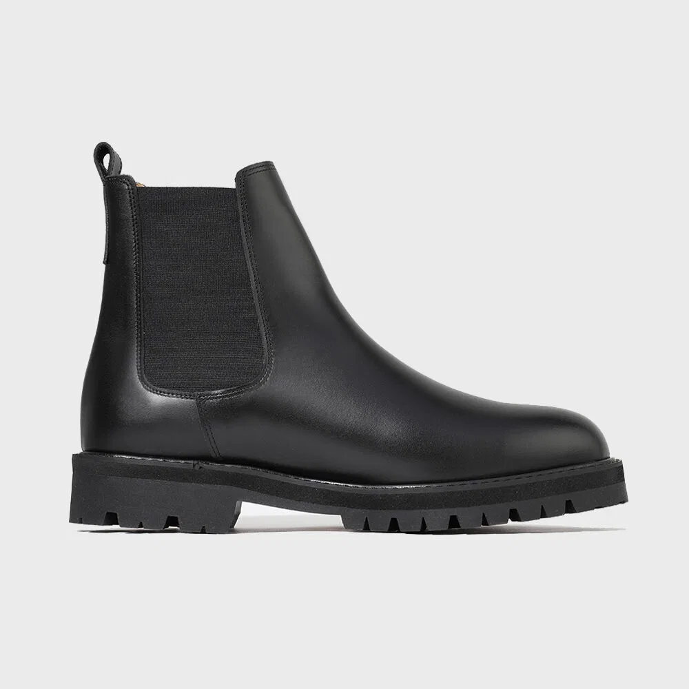 Мужские чёрные ботинки челси из натуральной кожи с подошвой Vibram Commando от Firenze.A — фото 2