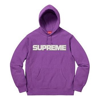 

Толстовка fw18 perforated leather hooded sweatshirt violet Supreme, фиолетовый