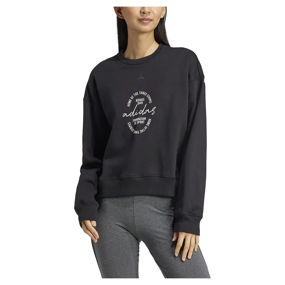 

Толстовка adidas Signature Graphic Print Fleece Loose, черный