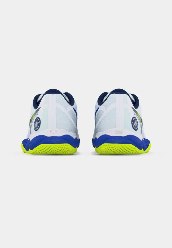 Теннисные кроссовки wave enforce court all-court Mizuno, White/Dazzling Blue/Lightning Yellow — фото 4