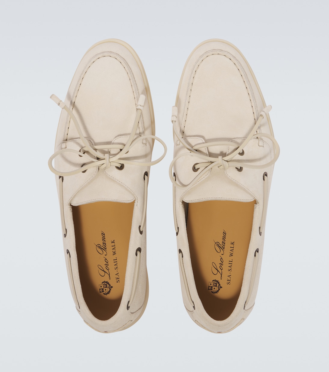 Мужские лодочные туфли Sea-Sail Walk из замши Loro Piana, экрю — фото 3