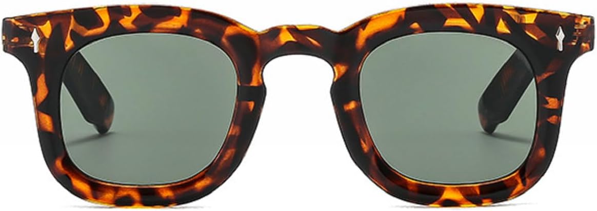 

Ретро солнцезащитные очки для женщин с прозрачными линзами цвета океана, модные солнцезащитные очки для мужчин с заклепками, квадратные, в стиле панк, модель 3819 Melrose, Leopard