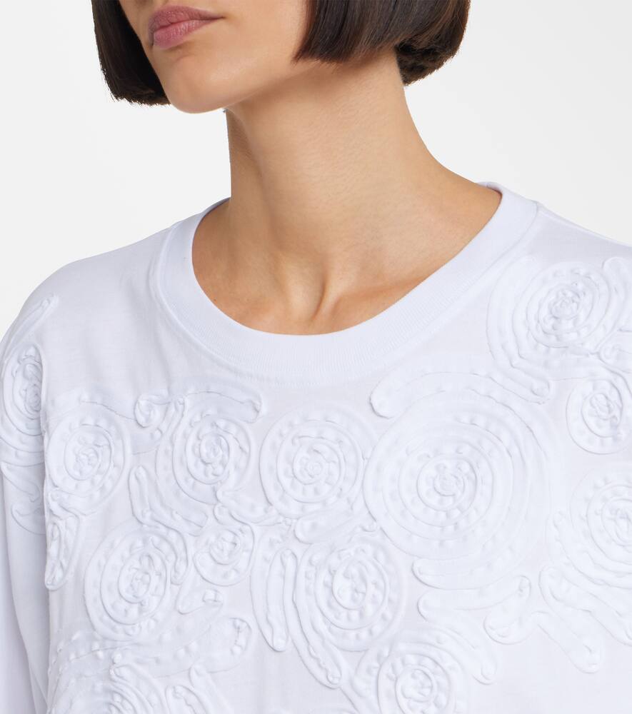 Вышитая оверсайз хлопковая футболка Dries Van Noten, White — фото 4