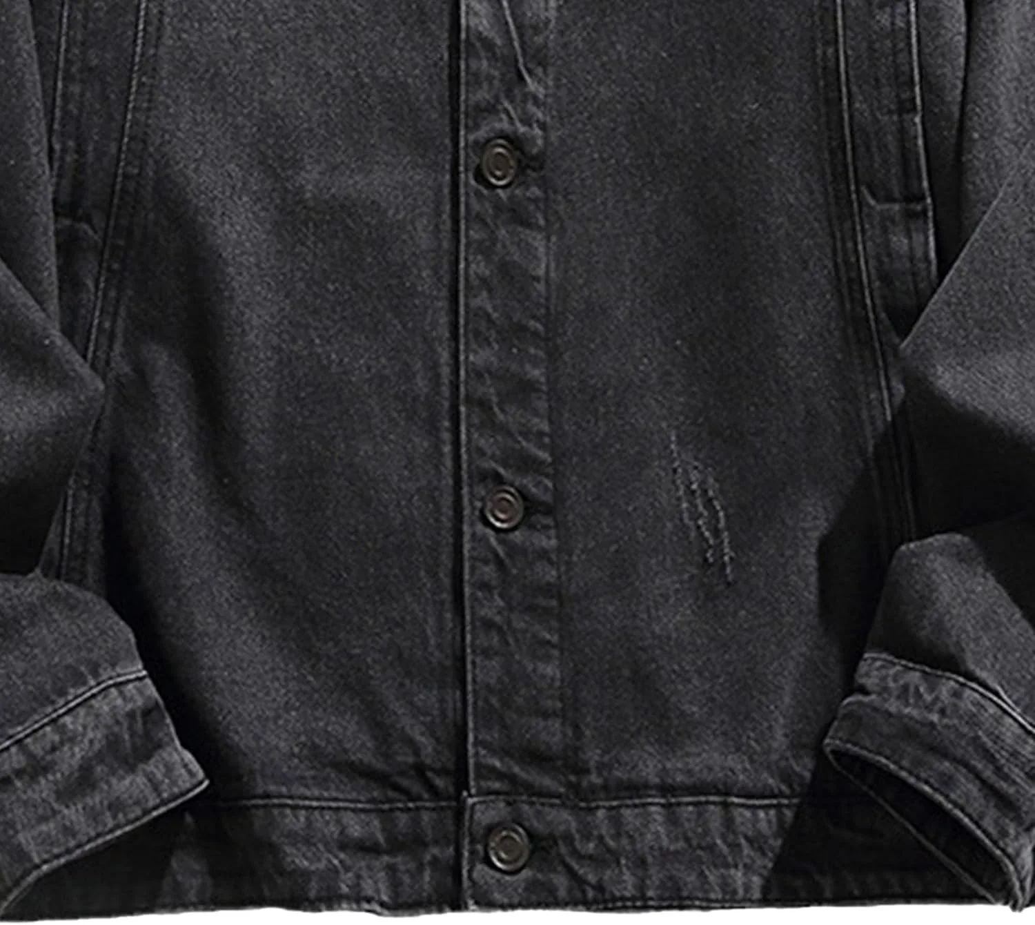 Мужская повседневная классическая винтажная джинсовая куртка Regular Fit Motorcycle Denim Jacket Generic, черный — фото 4