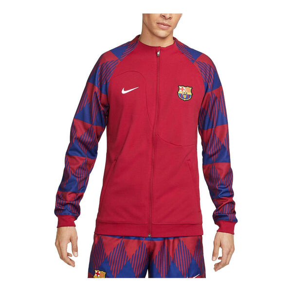 

Куртка fc barcelona academy pro полноразмерная трикотажная футбольная куртка с застежкой-молнией Nike, красный