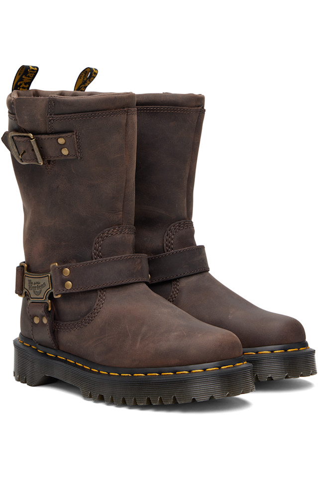 Кожаные байкерские ботинки Anistone hi Dr. Martens, коричневый — фото 4
