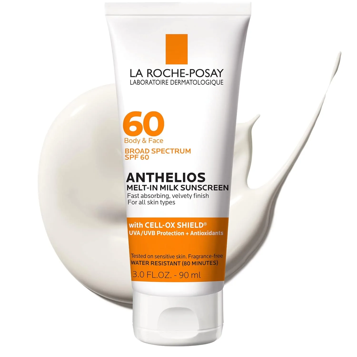 Солнцезащитное молочко La Roche-Posay Anthelios Melt-In Milk SPF 60, для тела и лица, широкий спектр защиты SPF + антиоксиданты, без масел, легкая и быстро впитывающаяся текстура, без оксибензона. 89 мл (1 шт.)