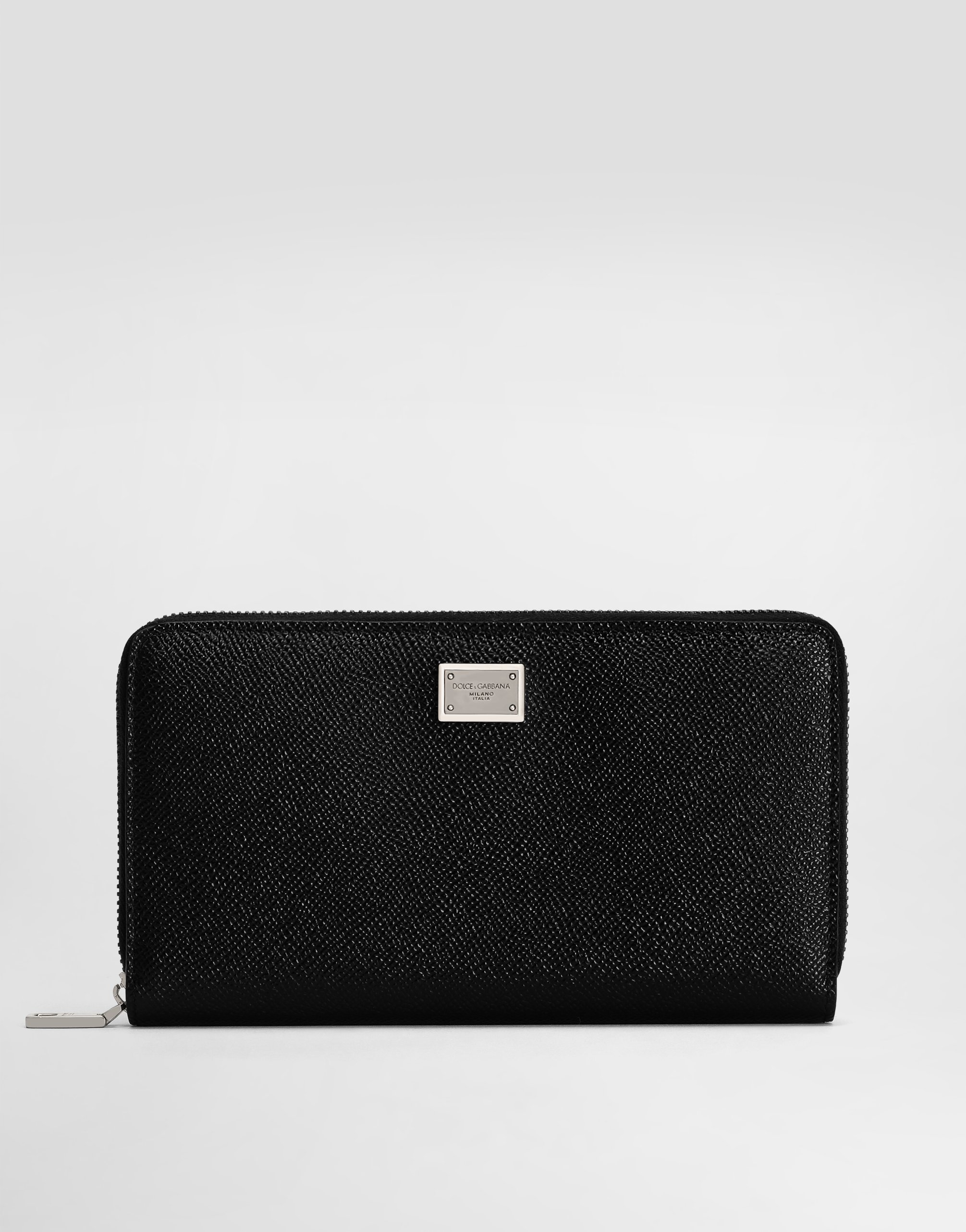 

Кошелек на молнии из телячьей кожи с фирменной пластиной DOLCE & GABBANA, черный