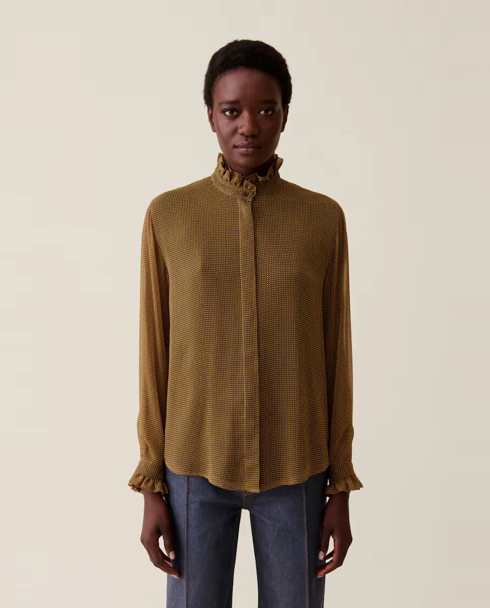 

Струящаяся женская рубашка с микропринтом Claudie Pierlot, желтый