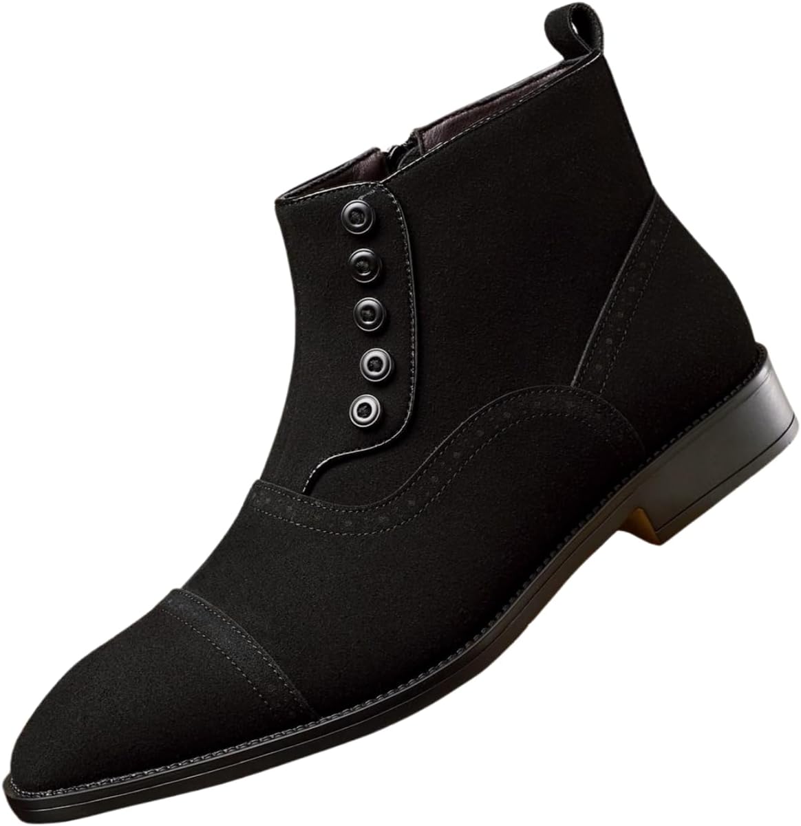 

Мужские замшевые ботинки Santimon на пуговицах, винтажные викторианские броги, повседневные ботинки до щиколотки с боковой молнией, черный