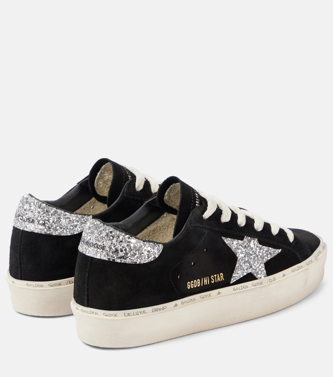 Hi Star блестящие замшевые кроссовки Golden Goose, Black/Silver — фото 2