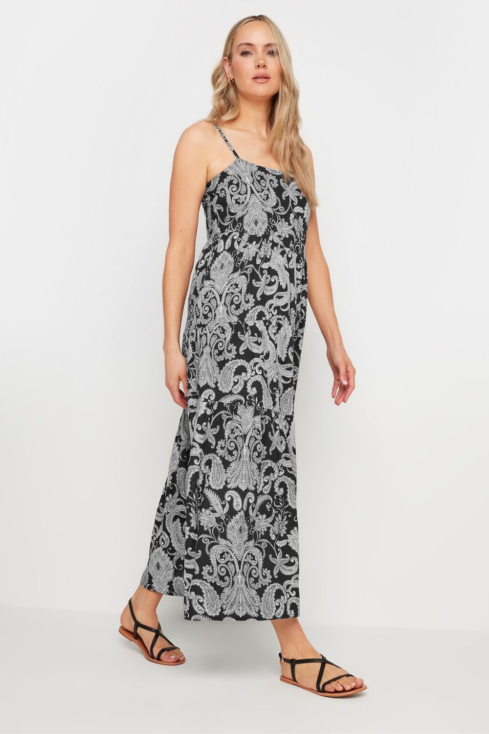 

Платье макси с принтом пейсли и бретелями Long Tall Sally, черный